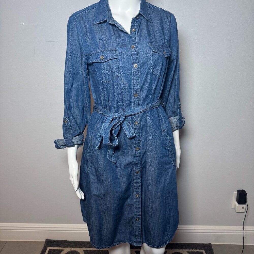 Blue Denim Long Sleeve Dress